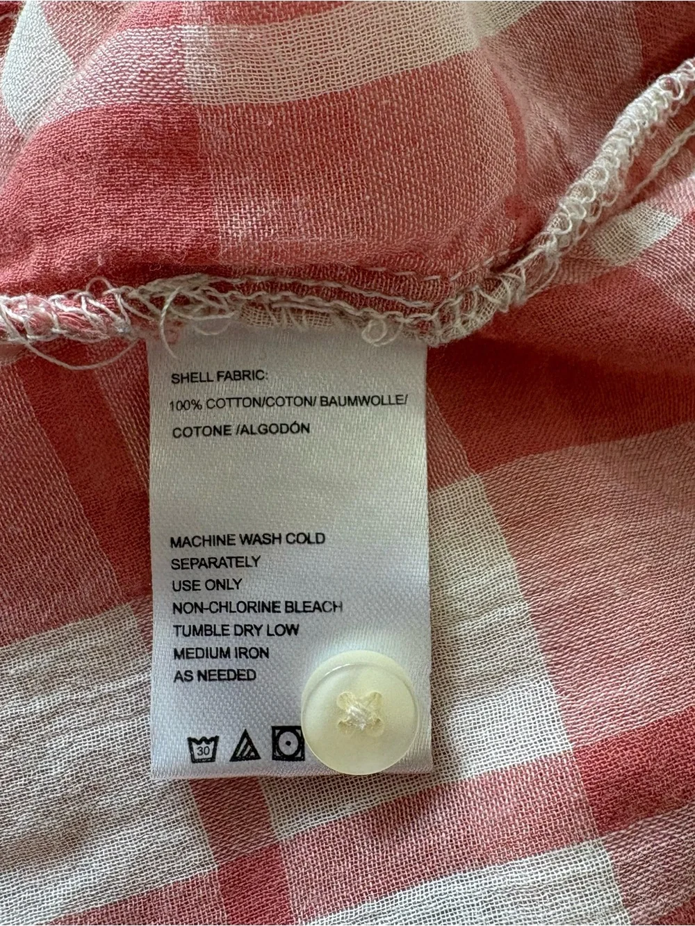 Anthropologie Isabella Sinclair Plaid Red Sheer Cotton Ruffle-Sleeve Top Sz M
